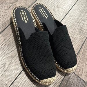 Cole Haan Black Espadrille Mules